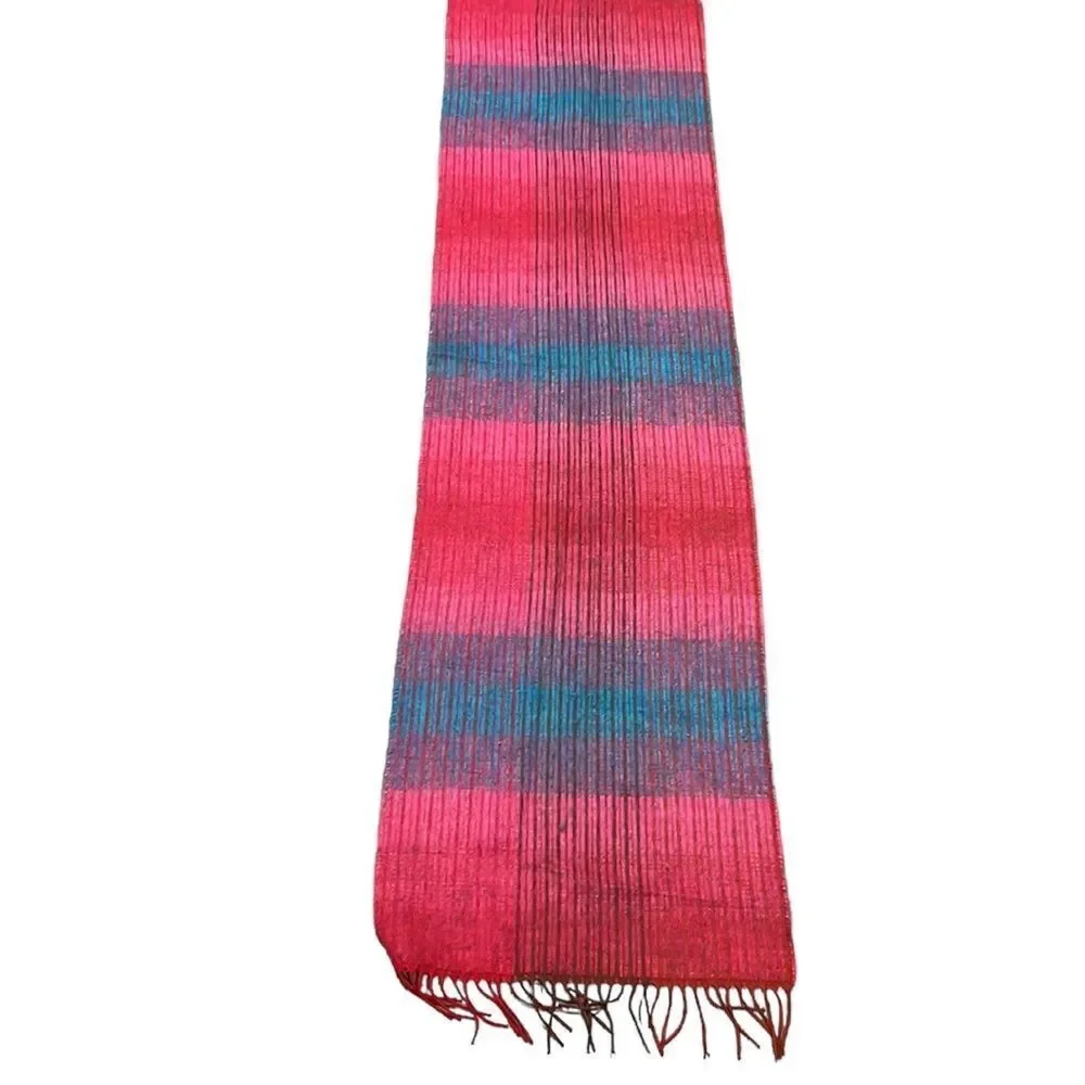 Descours Paris multi color wool/ mohair blend fringe scarf